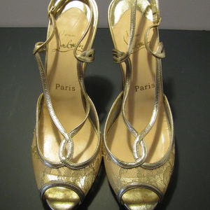 Christian Louboutin Gold Lace Heels